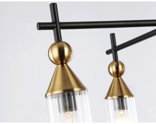  Люстра на штанге LH55256/5 BK/BS/CL черный/латунь/прозрачный E14*5 max 40W D520*520