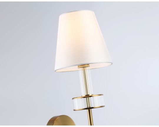  Настенный светильник с абажуром и хрусталем LH71025 BS/WH латунь/белый E14 max 40W 210*150*355