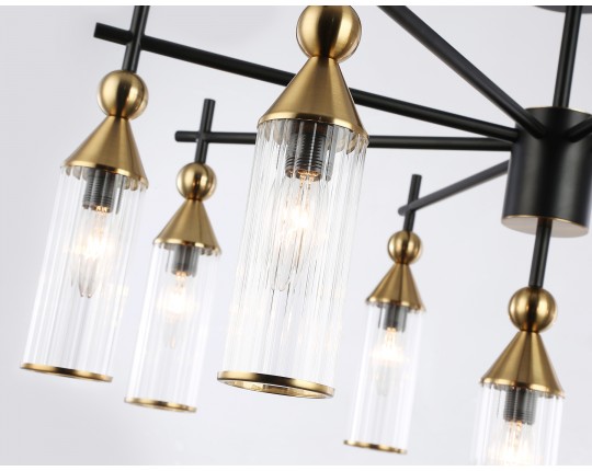  Люстра на штанге LH55258/9 BK/BS/CL черный/латунь/прозрачный E14*9 max 40W D770*530