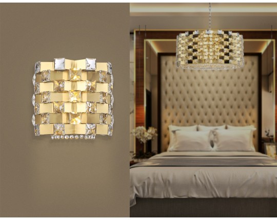  Настенный светильник с хрусталем LH41014/2 BS/CL латунь/прозрачный E14*2 max 40W 300*190*270