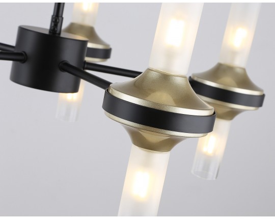  Люстра со стеклянными плафонами на штанге LH55351/10 BK/CGD/CL черный/золото/прозрачный G9/10 max 30W D550*690