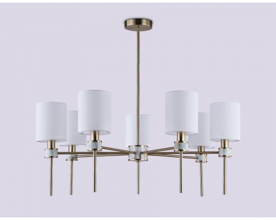  Люстра с абажурами на штанге LH72373/7 DBS/WH темная латунь/белый E14/7 max 40W D840*720