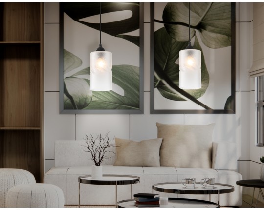  Светильник подвесной со стеклянным плафоном TR3411 BK черный E27 max 60W D120*1000