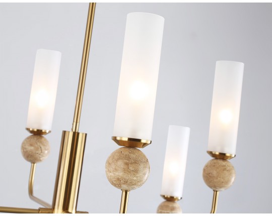  Люстра на штанге с мрамором LH53252/8 BS/FR латунь/белый матовый E14*8 max 40W D1260*1445