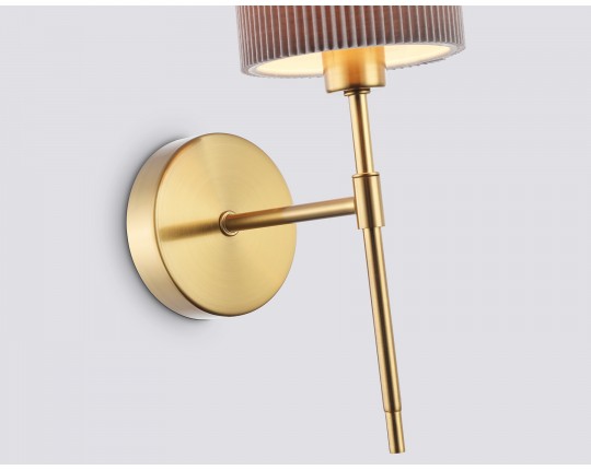  Настенный светильник с абажуром LH72385 BS/GR латунь/серый E14 max 40W 190*110*340