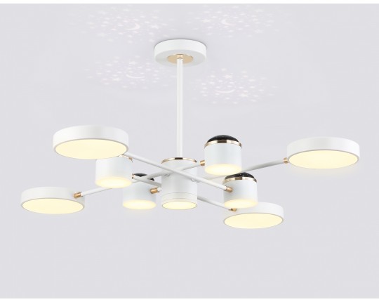  Люстра светодиодная на штанге FL51627/9+4 WH/FGD белый/золото 132W 3000-6000K D850*370 (без ПДУ)