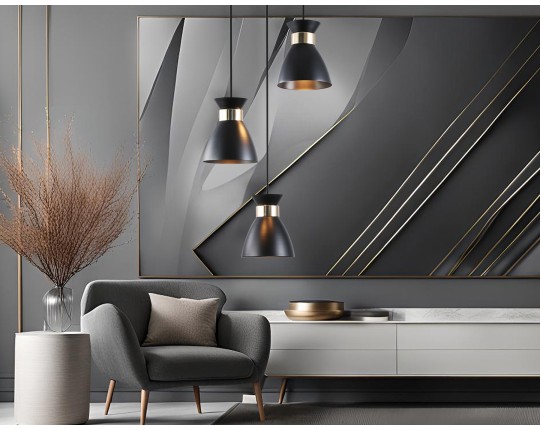  Светильник подвесной в стиле лофт TR8470/3 BK/FGD черный/золото E27/3 max 60W D340*1000