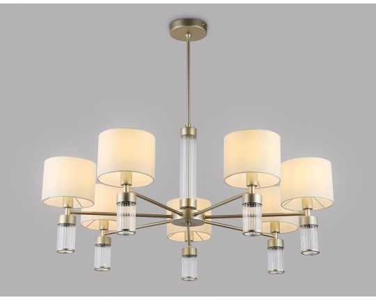  Люстра с абажурами на штанге LH71303/7 CGD/WH золото/белый E14/7 max 40W D860*740