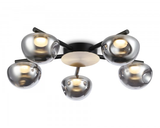  Потолочный светодиодный светильник LH12009/5 BK/GD/SM черный/золото/дымчатый 30W 3000K D790*180