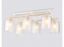  Светильник потолочный со стеклянными плафонами TR3033247/6 WH/WD белый/дерево E27/6 max 60W 580*340*245