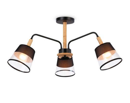  Подвесной светильник со сменной лампой TR4740/3 BK/LW черный/светлое дерево E27/3 max 40W D760*350