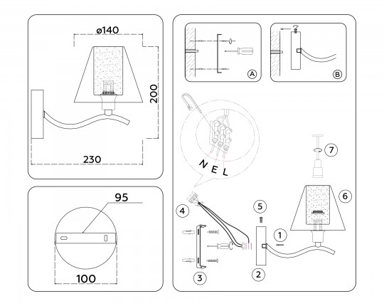  Настенный светильник со стеклянным плафоном LH57085 SN/FR никель/белый матовый E14 max 40W 230*140*200