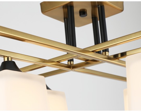  Люстра на штанге со стеклянными плафонами TR303044/8 CP медь E27/8 max 60W 820*820*260