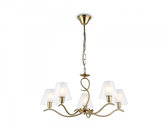  Подвесная люстра со стеклянными плафонами LH57091/5 BS/FR латунь/белый матовый E14/5 max 40W D690*790