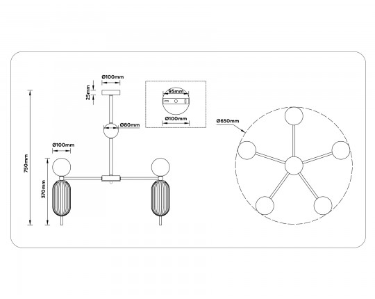  Светильник на штанге LH53104/5 BS/GR/FR латунь/серый/белый матовый G9*5 max 28W D650*750