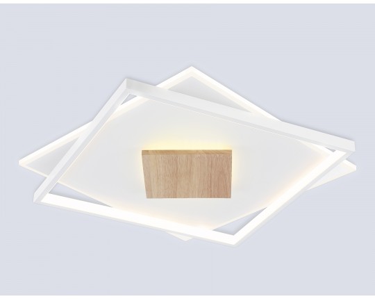  Светильник светодиодный потолочный FL4790 WH/WD белый/дерево 77W 3000-6000K 515*515*50 (без ПДУ)