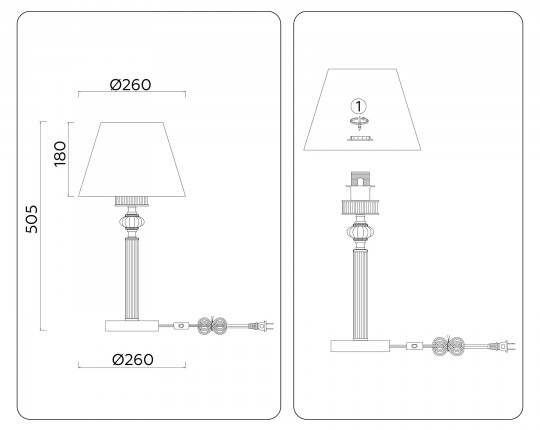  Настольная лампа с абажуром и хрусталем LH71027 BS/WH латунь/белый E27 max 60W D260*505