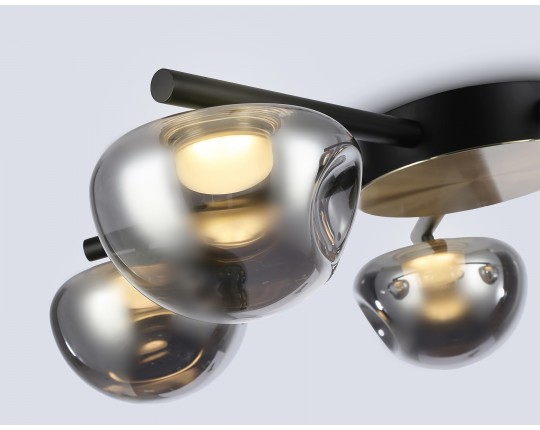  Потолочный светодиодный светильник LH12009/5 BK/GD/SM черный/золото/дымчатый 30W 3000K D790*180