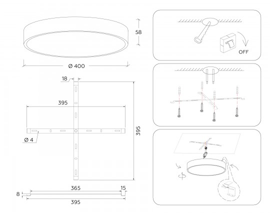 Светильник светодиодный потолочный FV5527 WH белый LED 45W 3000K D400*58 (Без ПДУ)