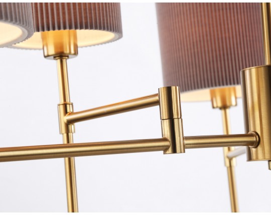  Люстра на штанге с абажурами LH72381/6 BS/GR латунь/серый E14*6 max 40W D690*705