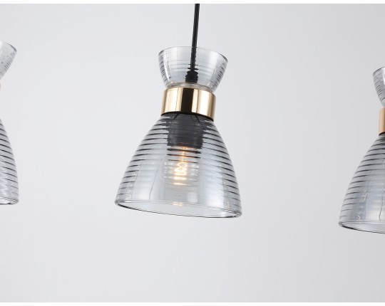  Светильник подвесной со стеклянными плафонами TR3407/3 BK/FGD/SM черный/золото/дымчатый E27/3 max 60W 550*135*1000