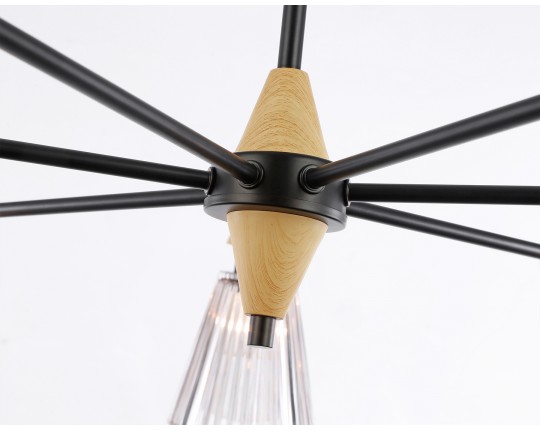  Люстра на штанге LH58116/7 BK/LW/SM черный/светлое дерево/дымчатый E14*7 max 40W D750*390