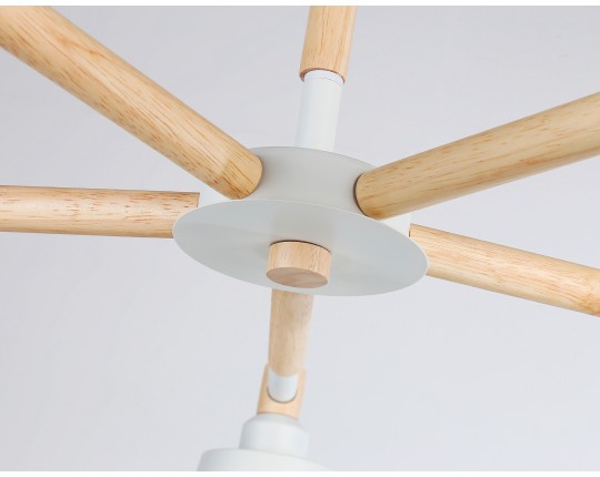  Подвесная люстра TR82208/5 WH/LW белый/светлое дерево E27/5 max 40W D780*430