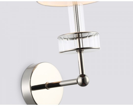  Настенный светильник с абажуром и хрусталем LH71005 BN/WH никель/белый E14 max 40W 210*150*355