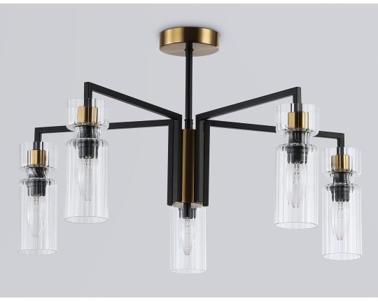  Люстра на штанге LH56113/5 BK/BS/CL черный/латунь/прозрачный E14*5 max 40W D605*350