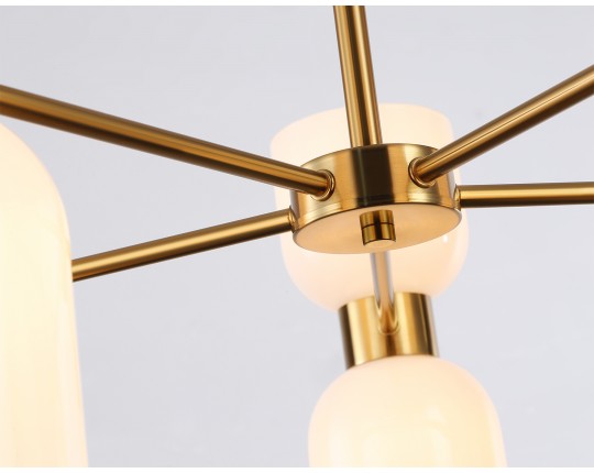  Люстра на штанге LH56093/10 BS/FR латунь/белый матовый E14*10 max 40W D700*510