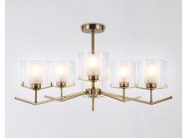  Люстра со стеклянными плафонами на штанге LH57008/6 BS/FR латунь/белый матовый E14/6 max 40W D850*420