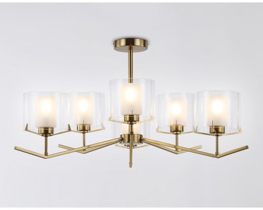  Люстра со стеклянными плафонами на штанге LH57008/6 BS/FR латунь/белый матовый E14/6 max 40W D850*420