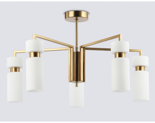  Люстра на штанге LH56124/5 BS/FR латунь/белый матовый E14*5 max 40W D605*350