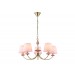  Подвесная люстра с абажуром и декором из керамики LH75024/5 GD/PI золото/розовый E14/5 max 40W D700*780