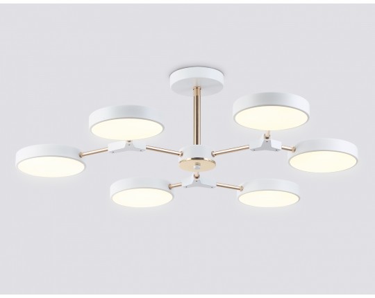  Люстра светодиодная на штанге FL516333/6 WH/FGD белый/золото 108W 3000-6000K D780*210 (без ПДУ)