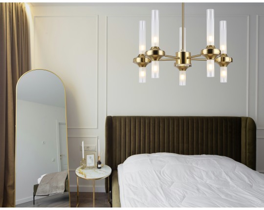  Люстра со стеклянными плафонами на штанге LH55358/10 BS/CL латунь/прозрачный G9/10 max 30W D550*690