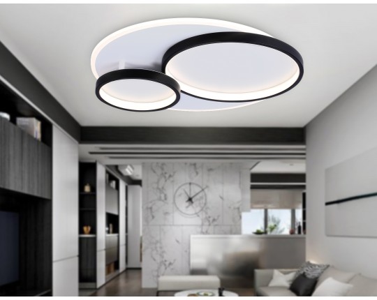  Настенно-потолочный светодиодный светильник с пультом FA7719 WH/BK белый/черный 3000K-6400K 64W 490*470*90 (ПДУ РАДИО 2.4G)