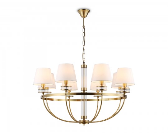  Подвесная люстра с абажурами LH71253/8 BS/WH латунь/белый E14/8 max 40W D870*990
