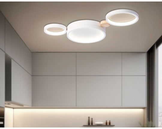  Настенно-потолочный светодиодный светильник с пультом FL4812/3 WH белый 3000K-6400K 45W 620*290*55 (ПДУ ИК)