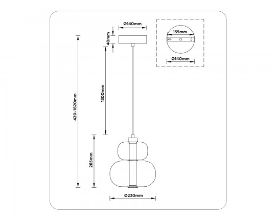  Подвесной светодиодный светильник LH11052 BK/SM черный/дымчатый 12W 3000K D230*265
