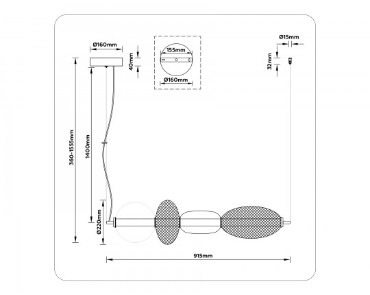  Подвесной светодиодный светильник LH11010 BK/FR черный/белый матовый 32W 3000K 915*220*220