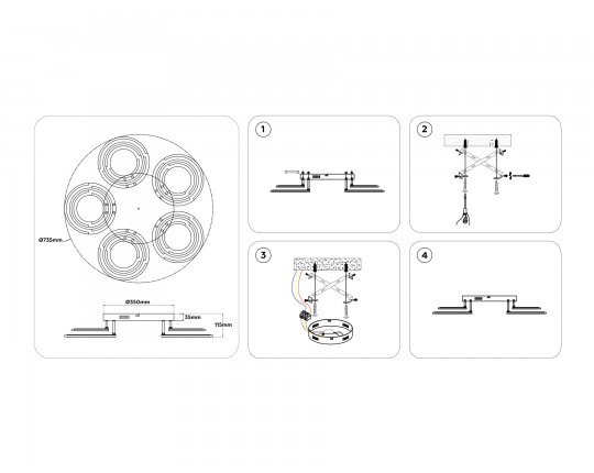  Светильник светодиодный потолочный FA8944/5+5 WH белый 132W 3000-6000K D735*115 (ПДУ ИК)