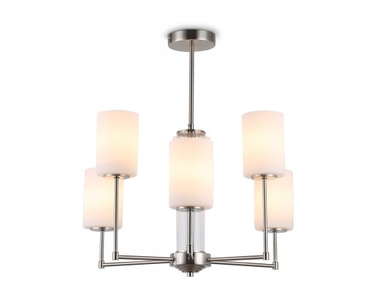  Люстра со стеклянными плафонами на штанге LH56211/6 SN/FR никель/белый матовый E27/6 max 60W D600*600