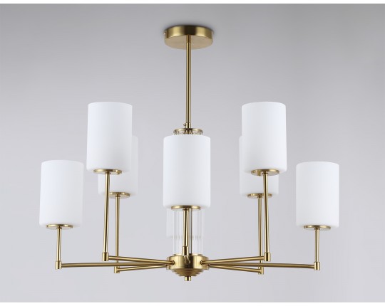  Люстра со стеклянными плафонами на штанге LH56217/8 BS/FR латунь/белый матовый E27/8 max 60W D700*600
