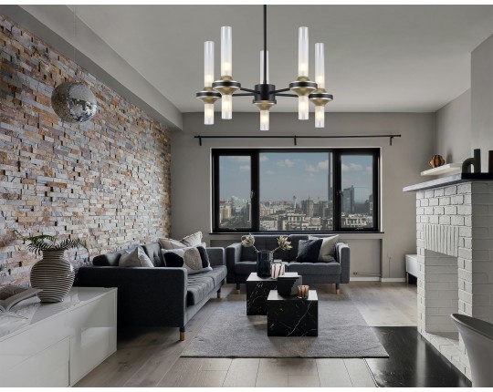  Люстра со стеклянными плафонами на штанге LH55351/10 BK/CGD/CL черный/золото/прозрачный G9/10 max 30W D550*690