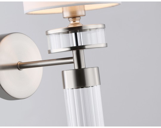  Настенный светильник с абажуром LH71295 SN/WH никель/белый E14 max 40W 210*130*340