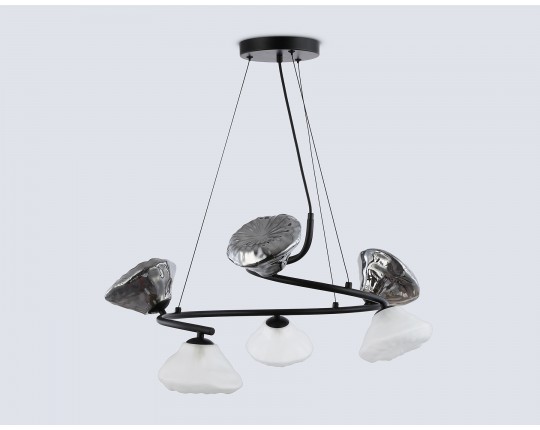  Подвесная люстра LH15003/6 BK/FR/SM черный/белый матовый/дымчатый G9*6 max 40W D630*1150