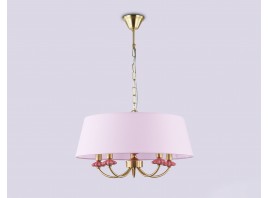  Подвесная люстра с абажуром и декором из керамики LH75021/5 GD/PI золото/розовый E14/5 max 40W D550*730