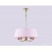  Подвесная люстра с абажуром и декором из керамики LH75021/5 GD/PI золото/розовый E14/5 max 40W D550*730