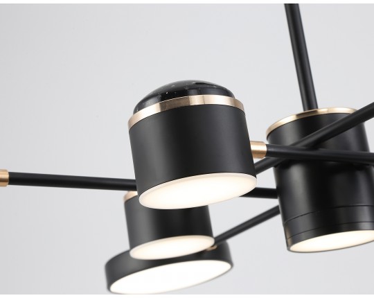  Люстра светодиодная на штанге FL51629/9+4 BK/FGD черный/золото 132W 3000-6000K D850*370 (без ПДУ)